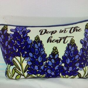 Texas Bluebonnet "Deep In‎ The Heart" Mini Decorative Pillow 8"x13" Double Sided